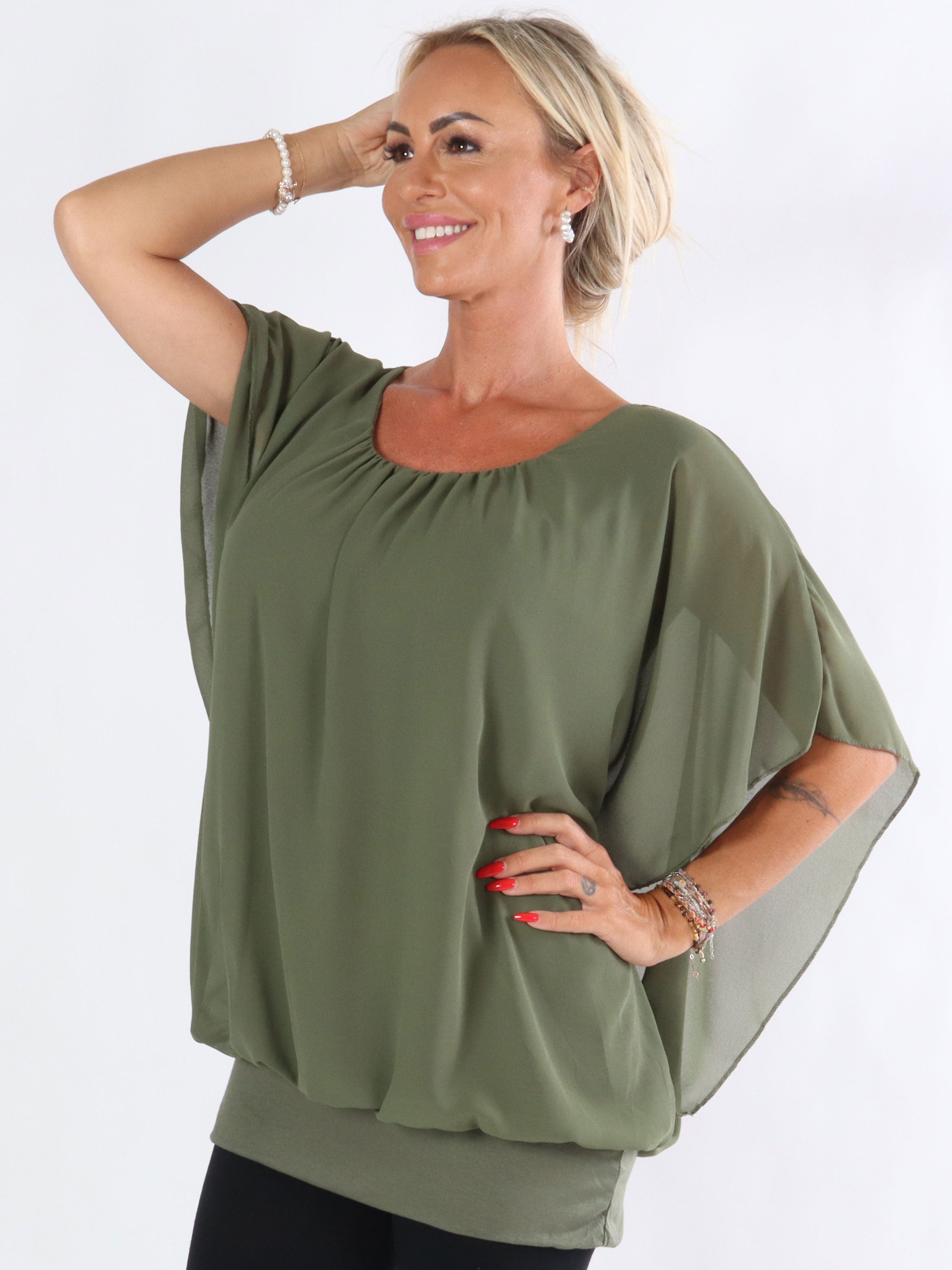 Cala - Elastisk topp med löst chiffongmaterial över